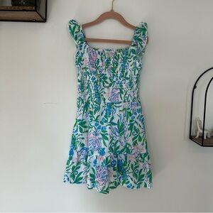 Lilly Pulitzer Girls White, Green & Blue Floral Casual Dress
